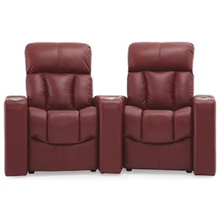 2-Seat Power Reclining Home Theater Seating with Power Headrests, USB Ports, and Color-Changing LED Lighting